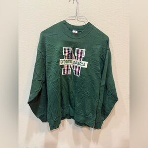 Vintage North Dakota Crewneck Jerzees Sweatshirt Green Size Large